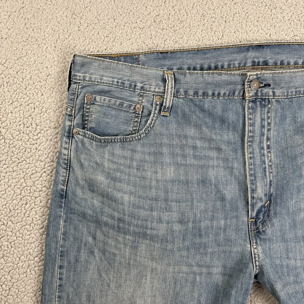 Levi's 569 Loose Straight Jeans Men 44x30 Blue Whiskered Light Wash Workwear